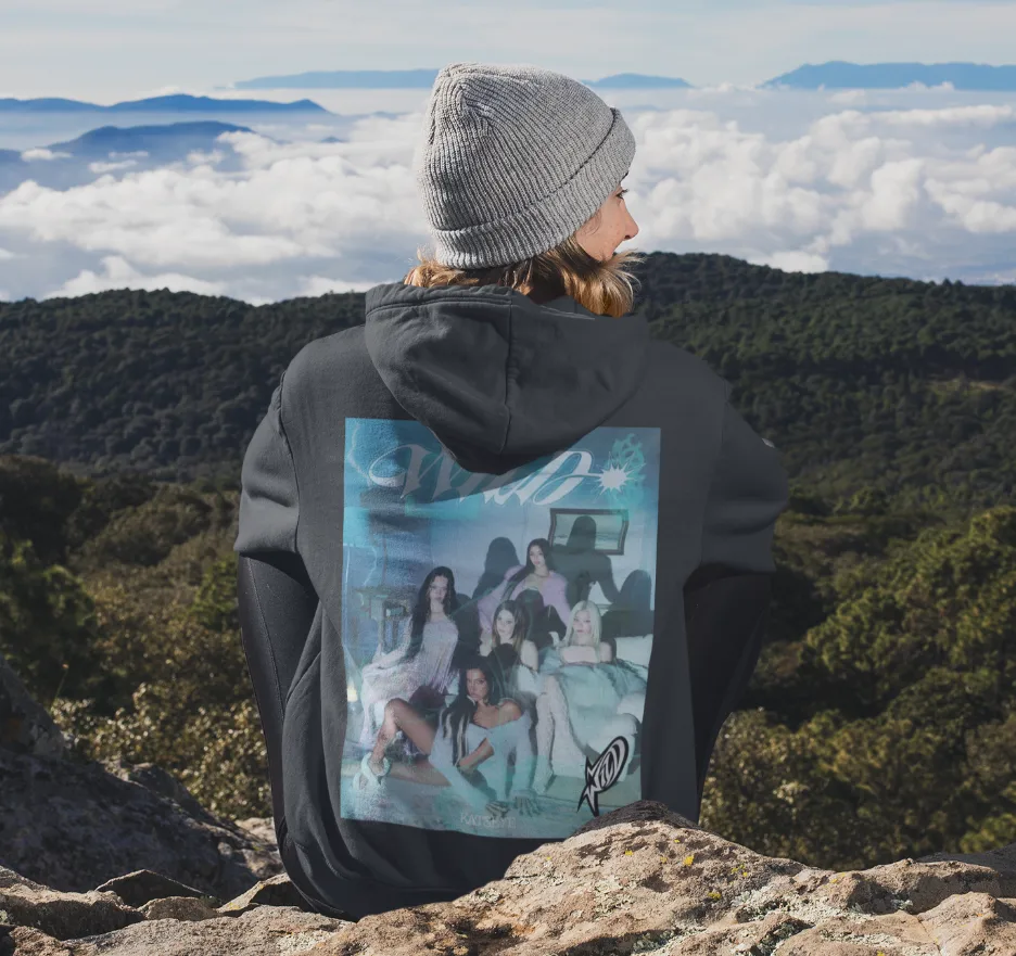 model wearing Katseye Wild Hoodie 2026 official