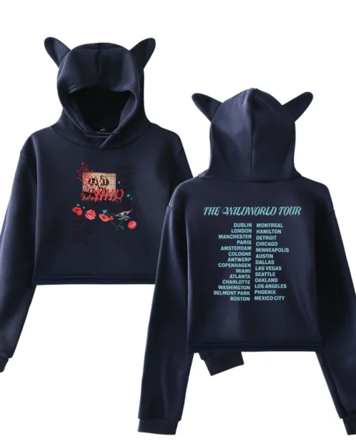 KATSEYE Wildworld Collage Cropped Hoodie